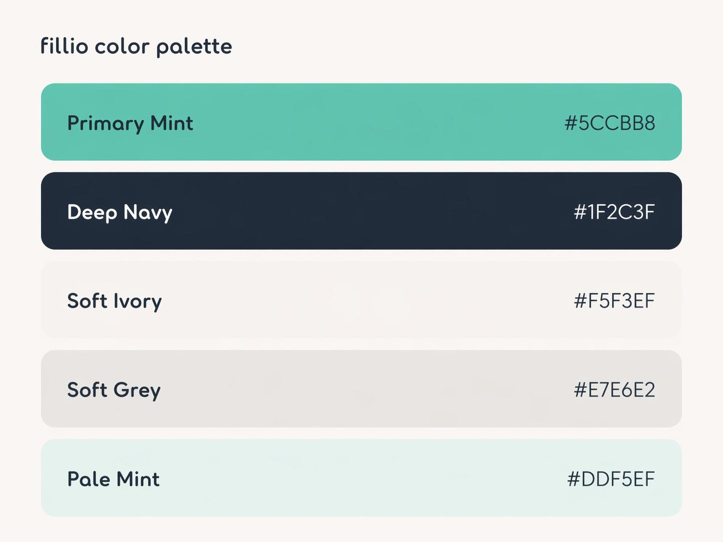 Fillio colour palette