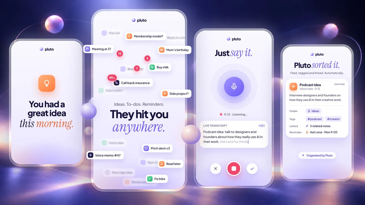 Pluto app storytelling screens
