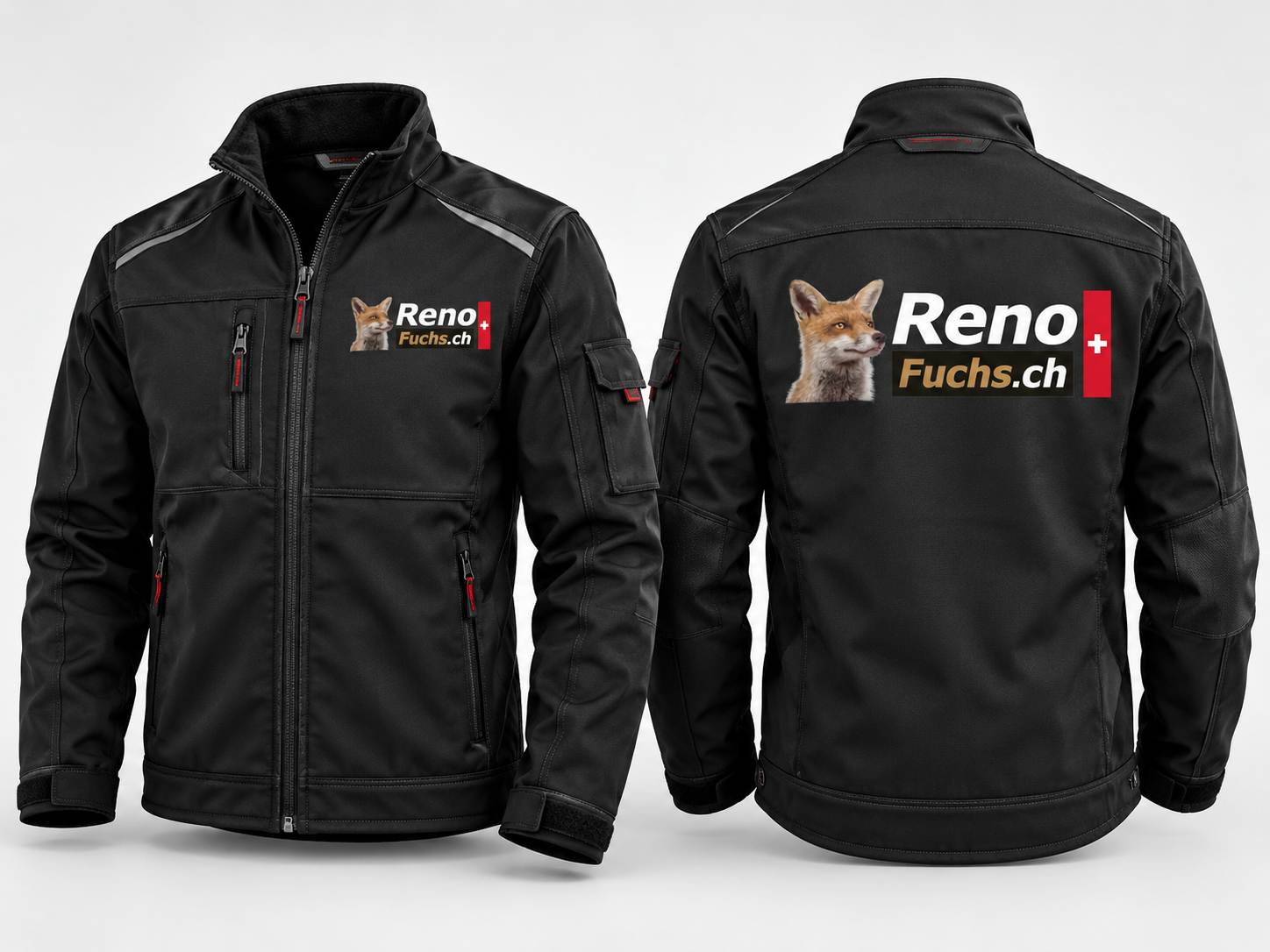 Renofuchs branded workwear, front and back